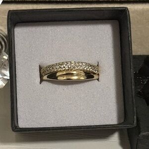 Gold Plated Pavé CZ Band Ring Size 6 | Dainty Stacking Wedding Style